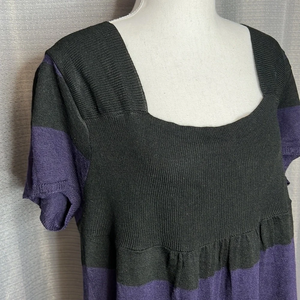 WISHES WISHES WISHES PURPLE BLACK STRIPED DRESS SIZE 2X